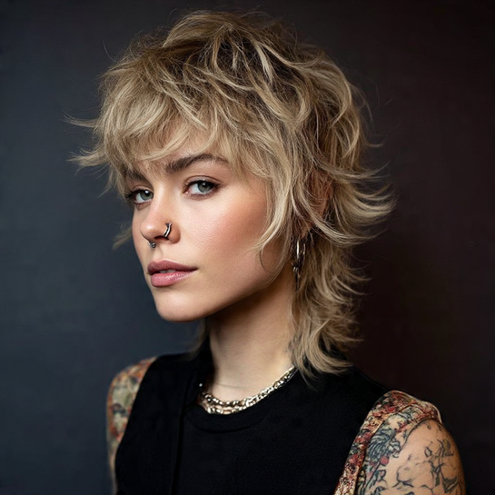 Long Wolf Cut with Tousled Bedhead Style