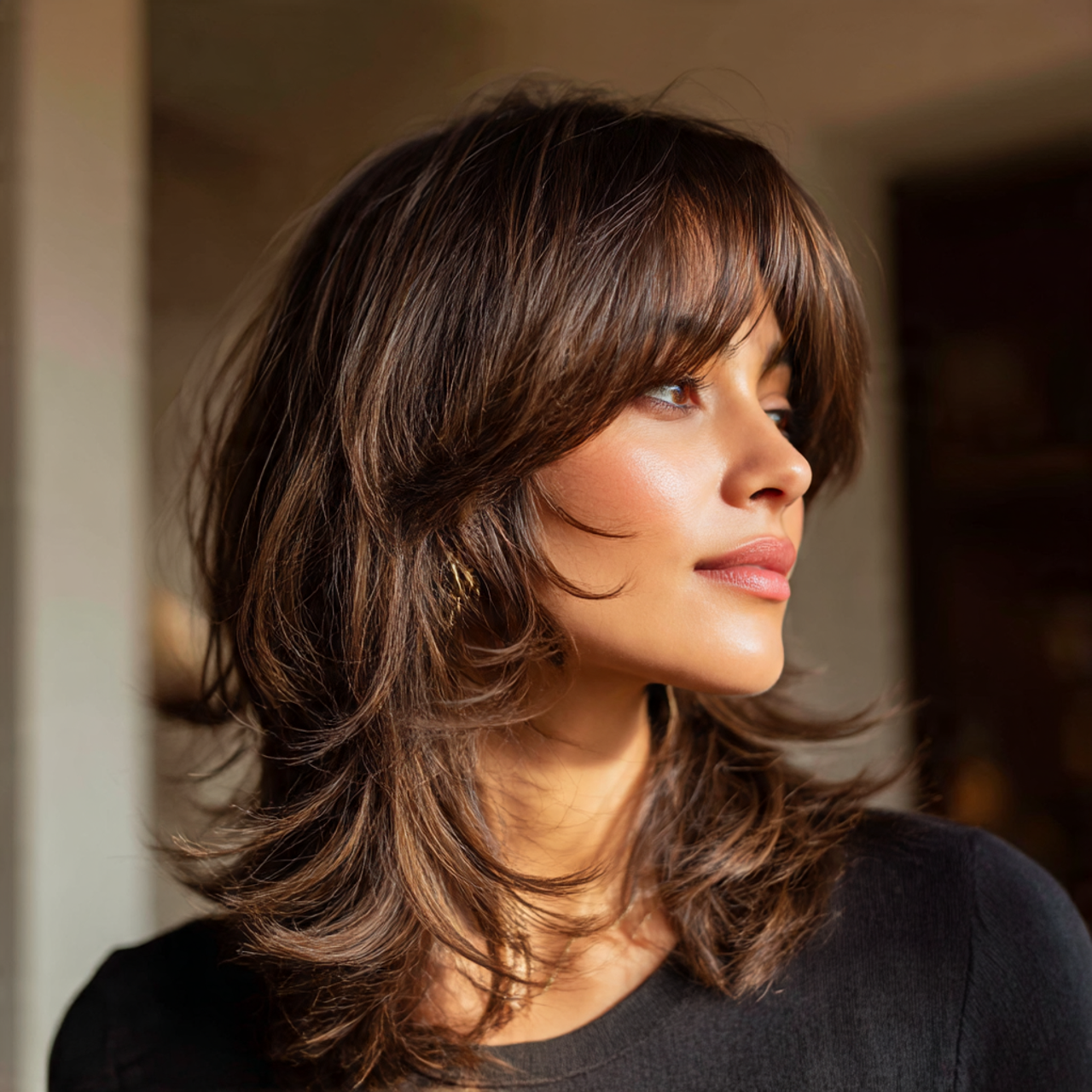 Medium Wolf Cut for Women – 25 Bold Hairstyles That Redefine Modern Edge 7 Medium Wolf Cut with Wispy Bangs