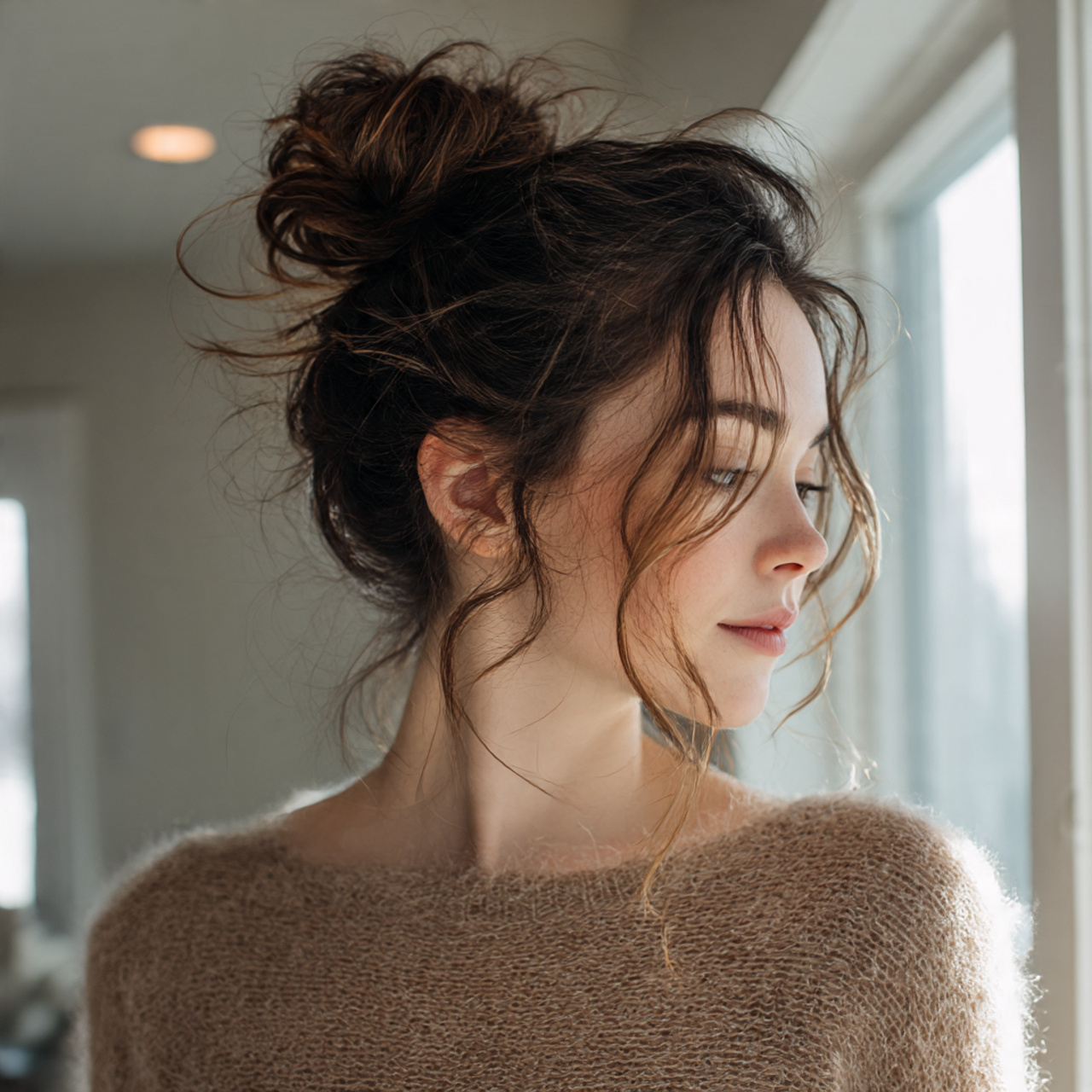 Messy Bun Hairstyles for Long Hair Women