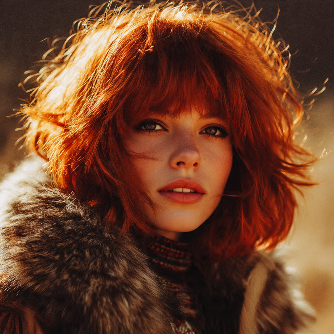 Red Fluffy Wolf Cut for Women