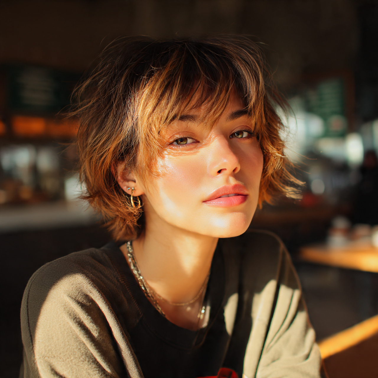 Short Wolf Cut with Highlights