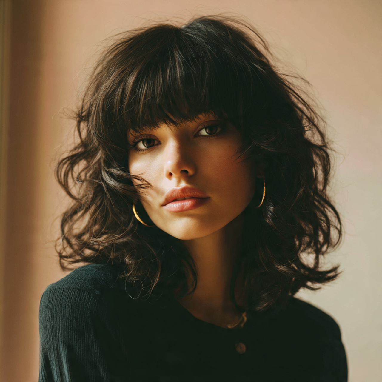 25 Stunning Wavy Wolf Cut Ideas for Women 13 Wavy Wolf Cut with Bangs