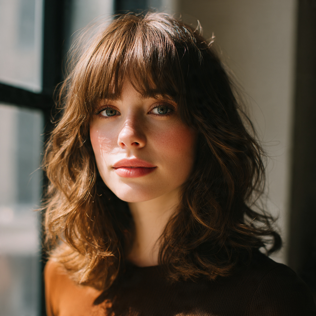 25 Stunning Wavy Wolf Cut Ideas for Women 8 Wavy Wolf Cut with Curtain Bangs