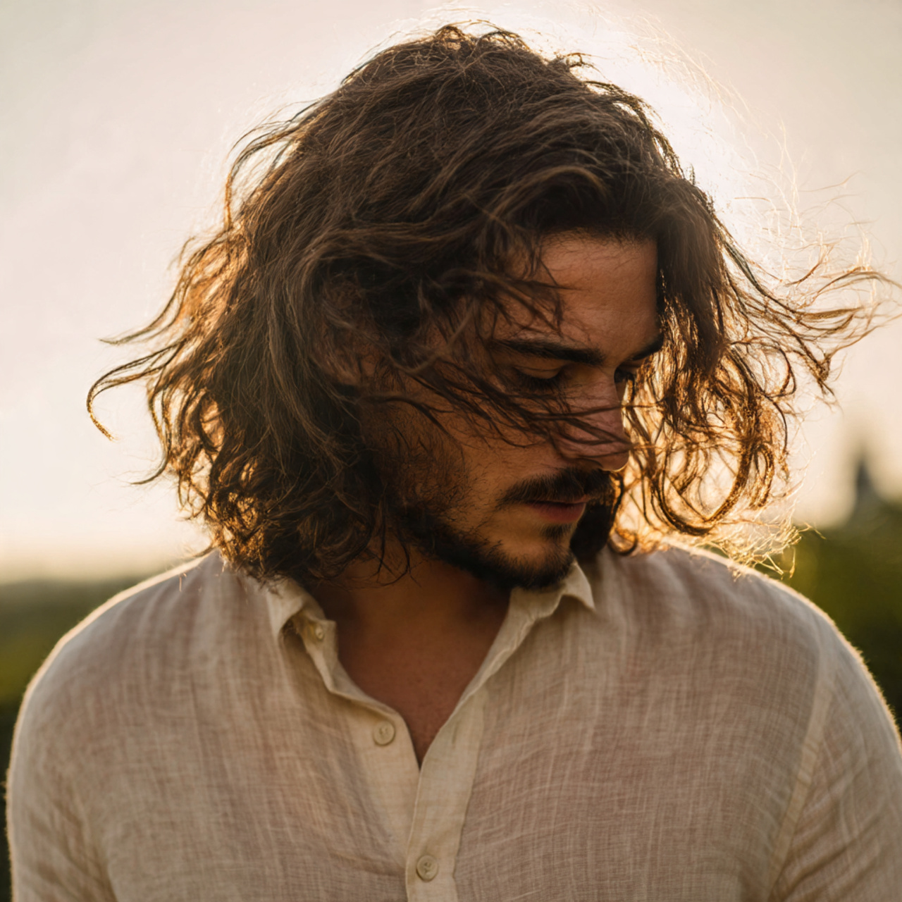 Wavy haircuts for long hair men