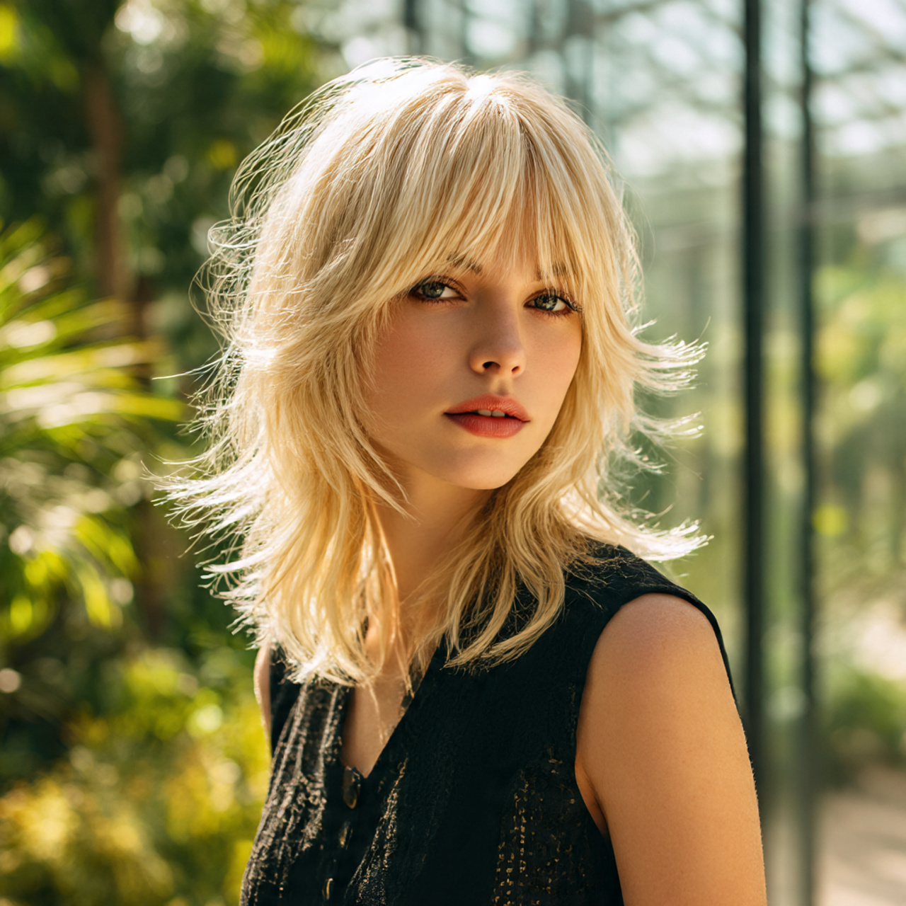 Blonde Wolf Cut with Bangs