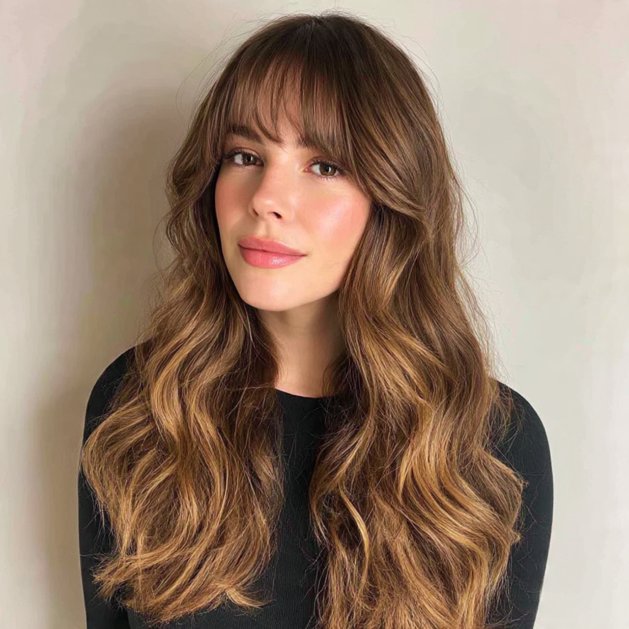 25 Best Hairstyles for Wavy Hair – Defined Waves 7 Wavy Hair with Curtain Bangs