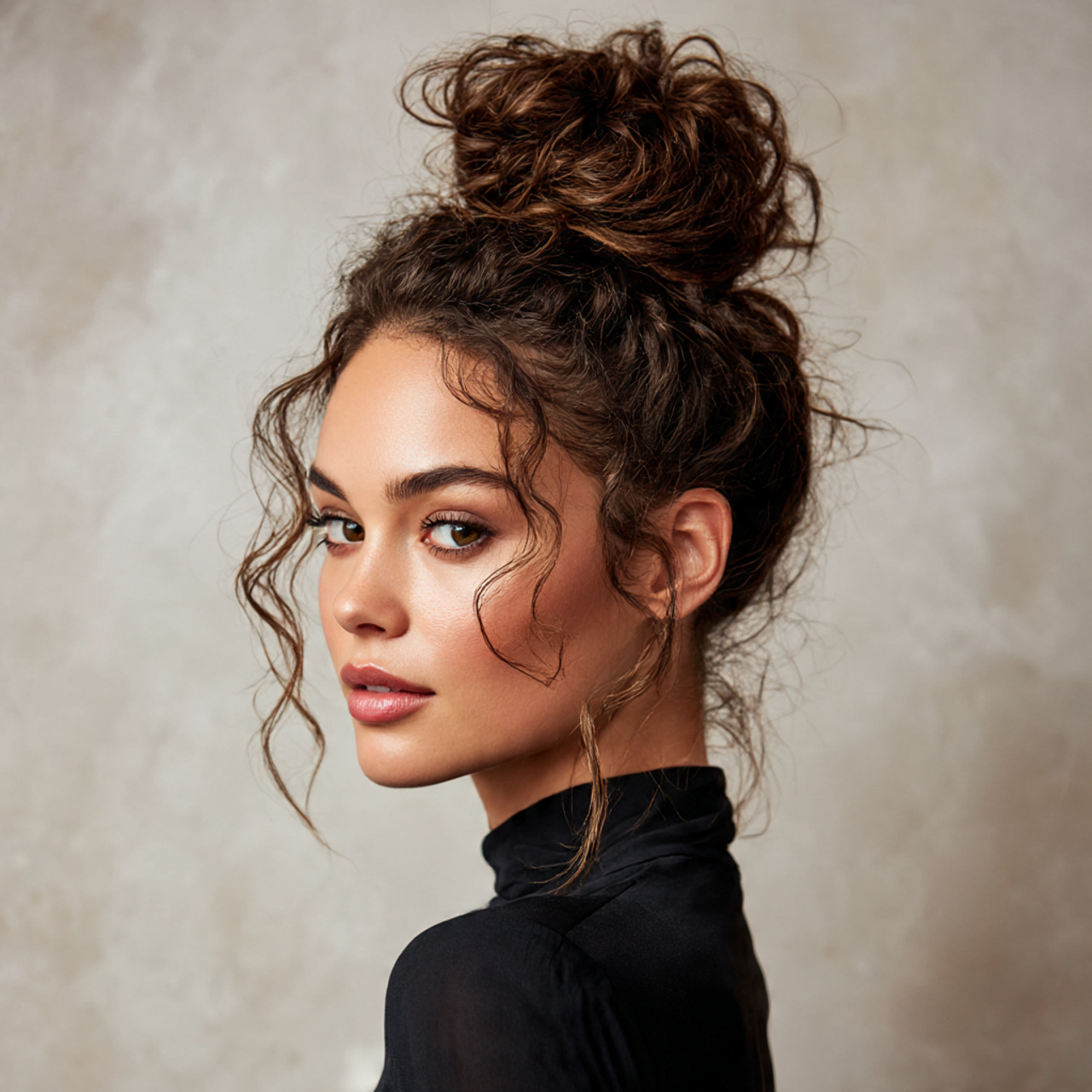 25 Best Hairstyles for Wavy Hair – Defined Waves 12 Wavy High Topknot