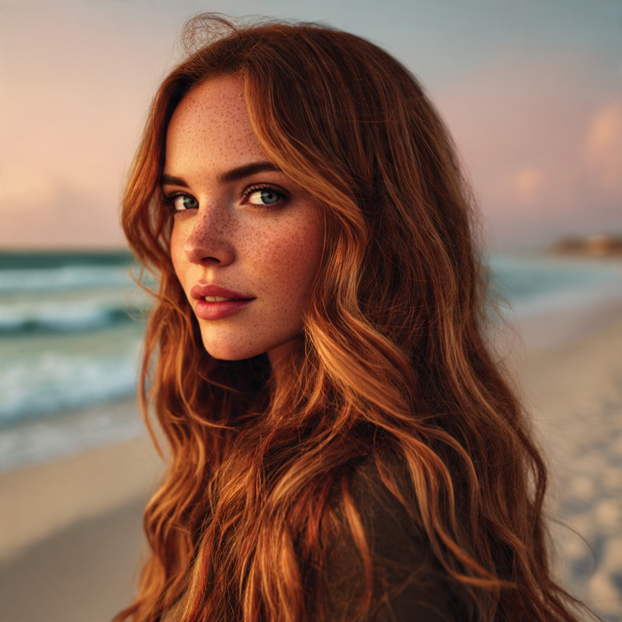 a beachside portrait of a woman with