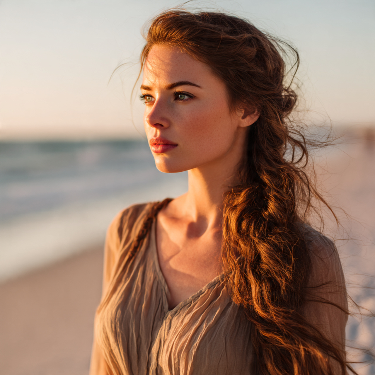 a beautiful woman with long hair styled