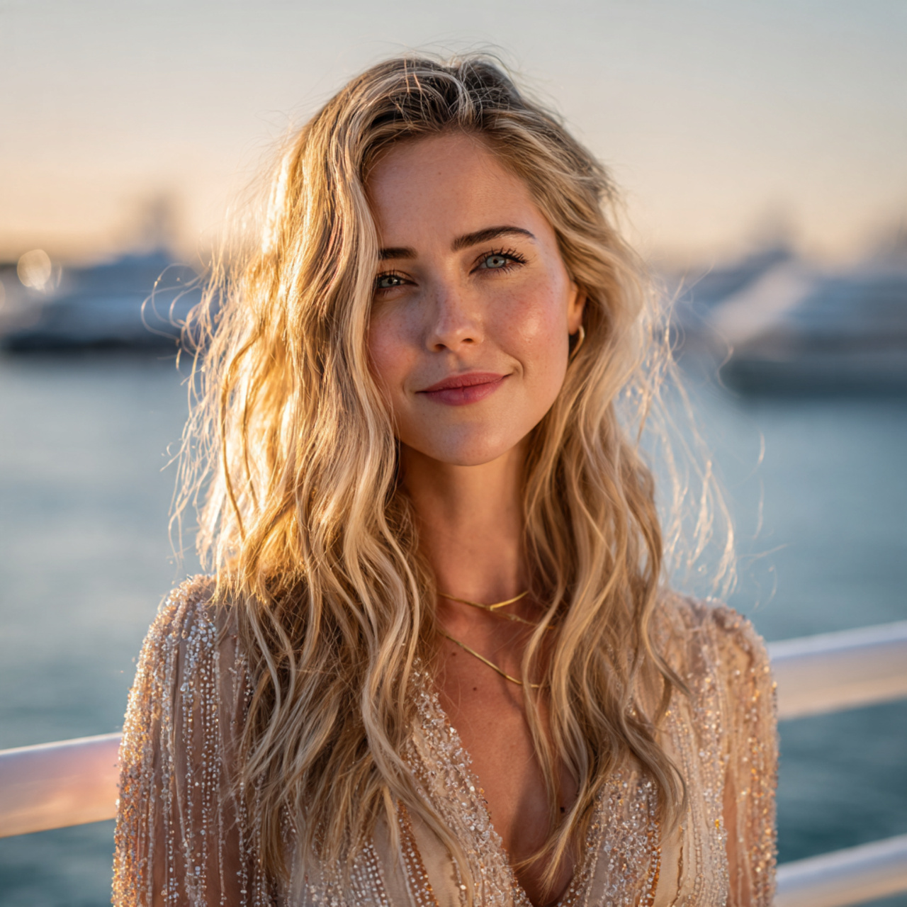 a beautiful woman with soft champagne blonde