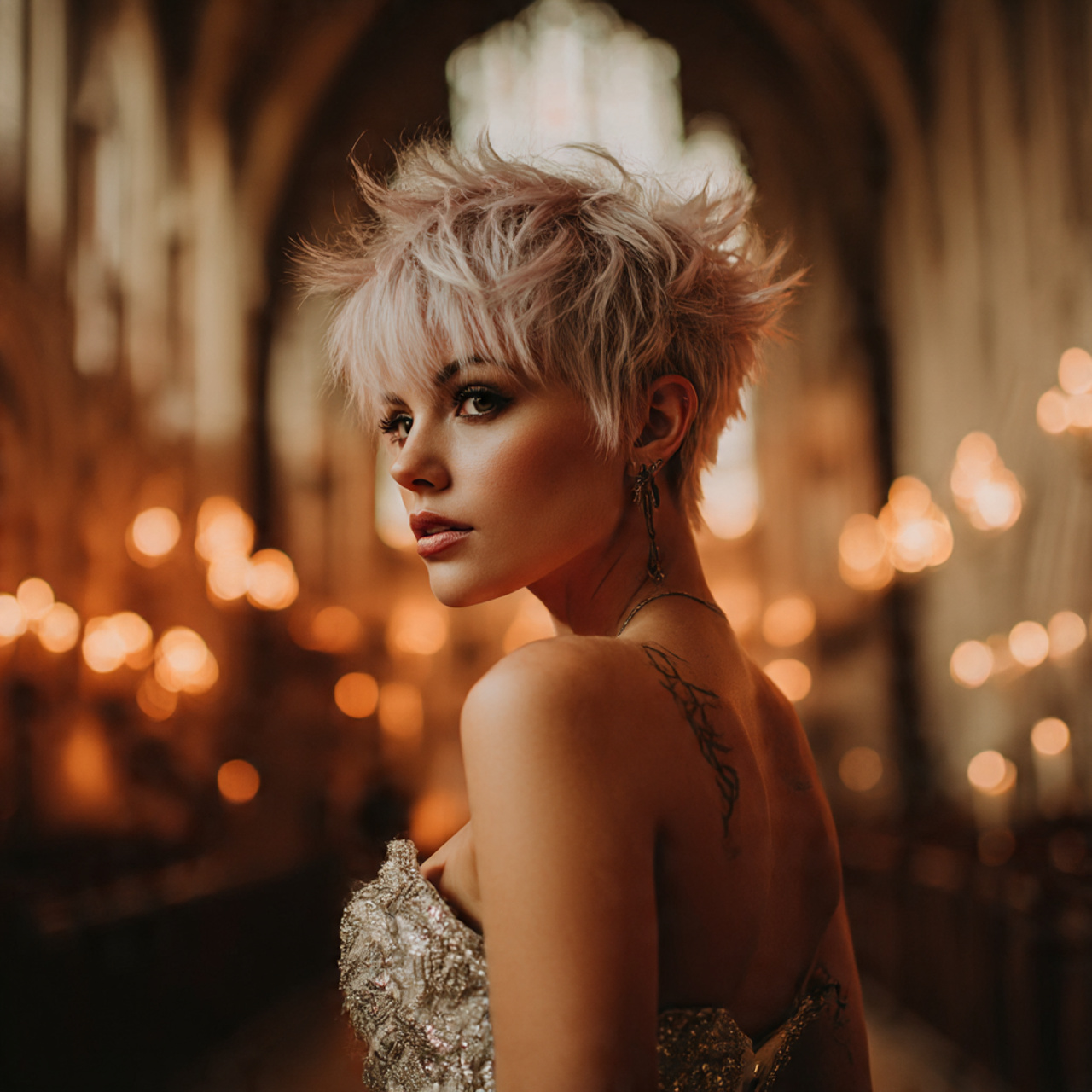 a bold bride with a dramatic wolf