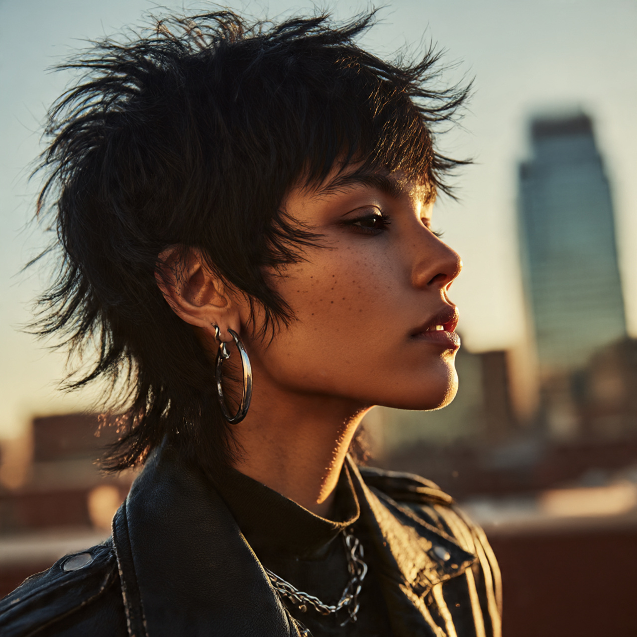 a bold editorial close up of a confident