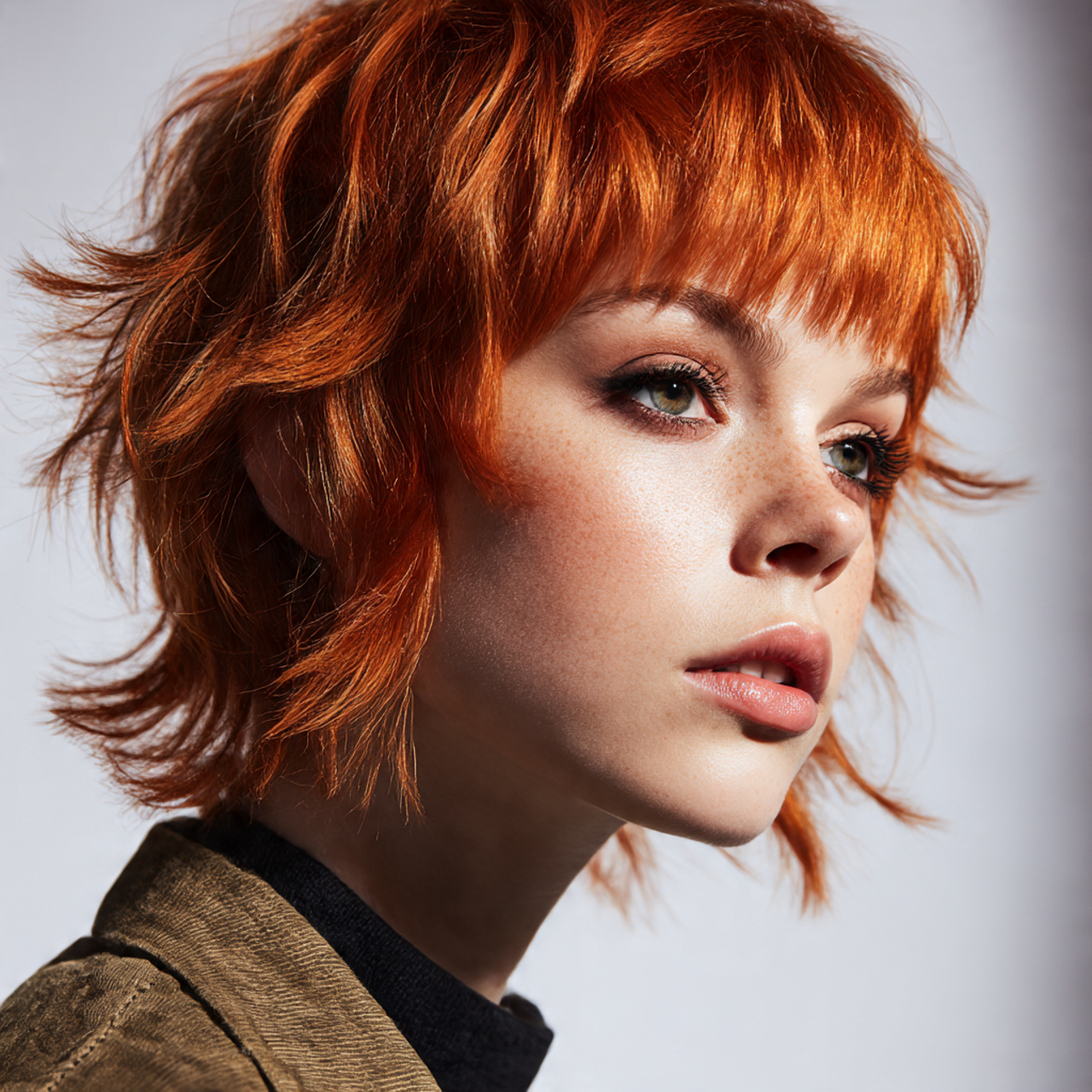 Ginger Wolf Cut with Micro Bangs