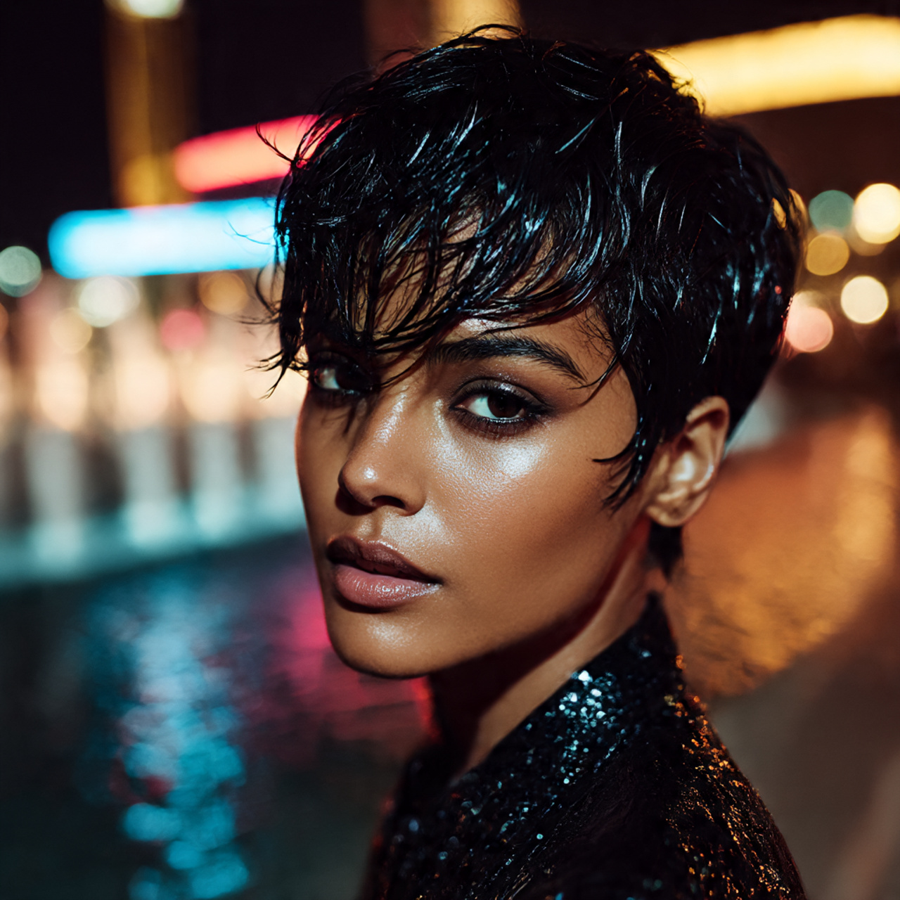 a bold high fashion portrait of a woman