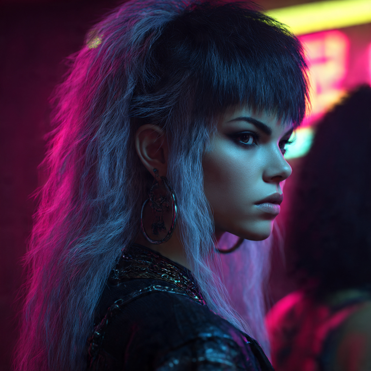 a bold mullet wolf cut women with