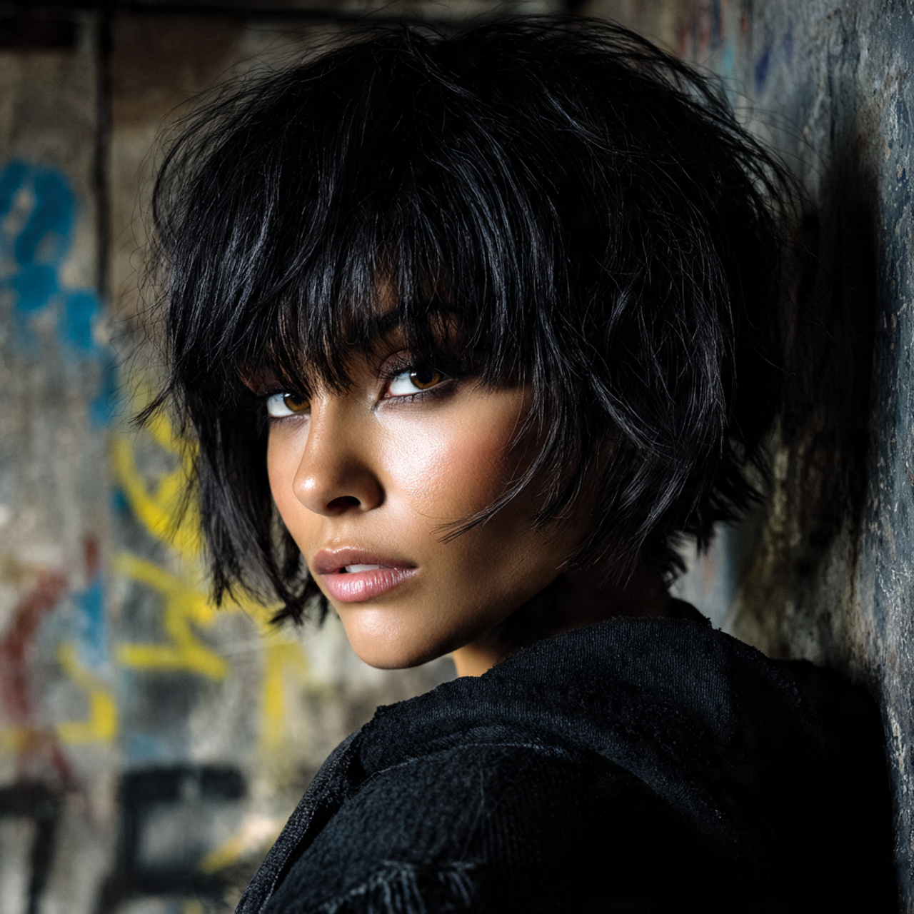 a bold woman with an edgy disconnected