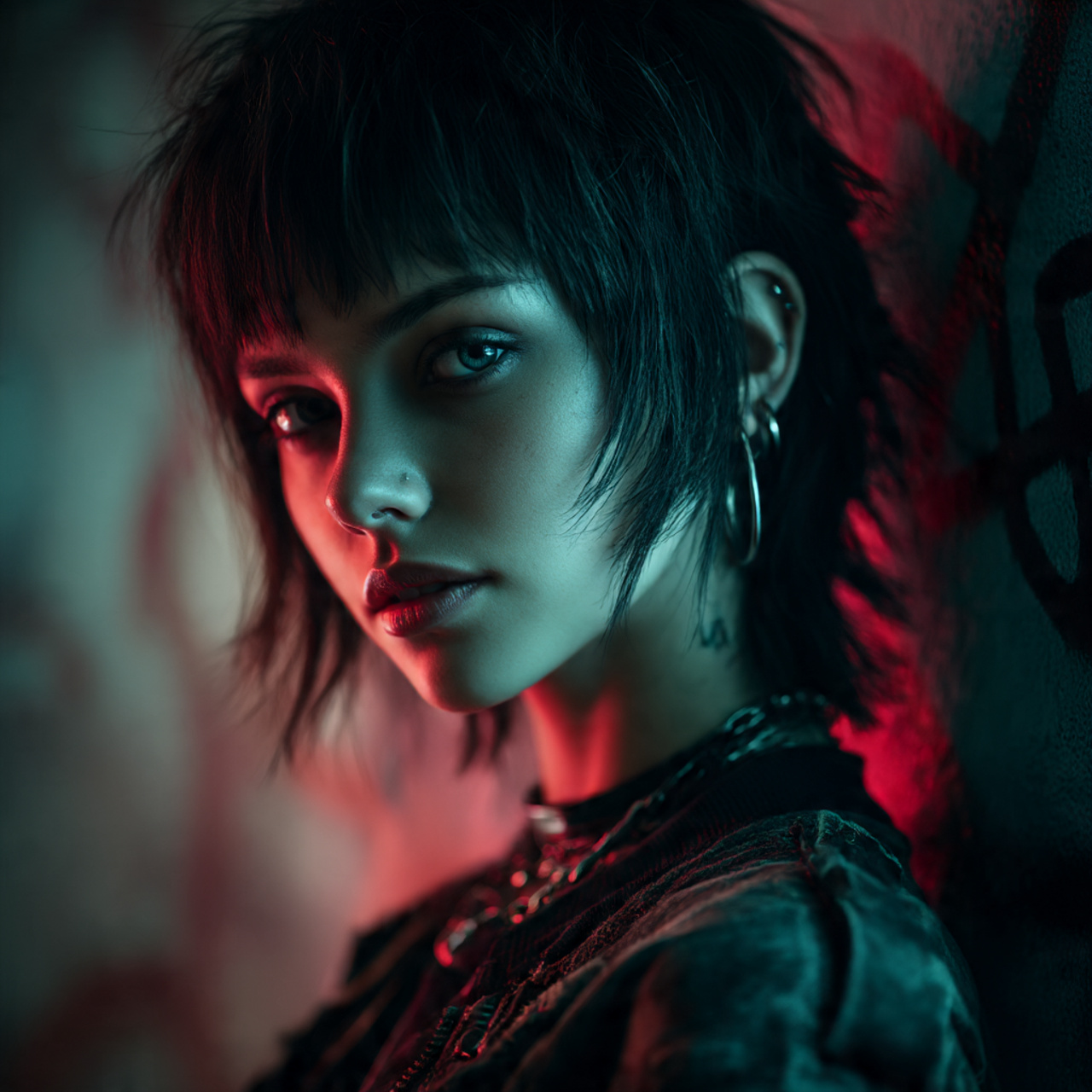 a bold young woman with sharp dramatic