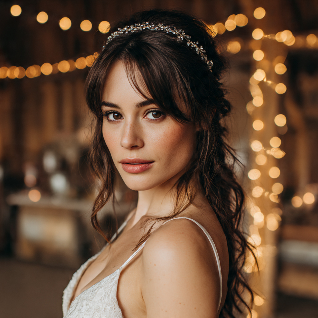 a bride wearing a wolf cut wedding 1