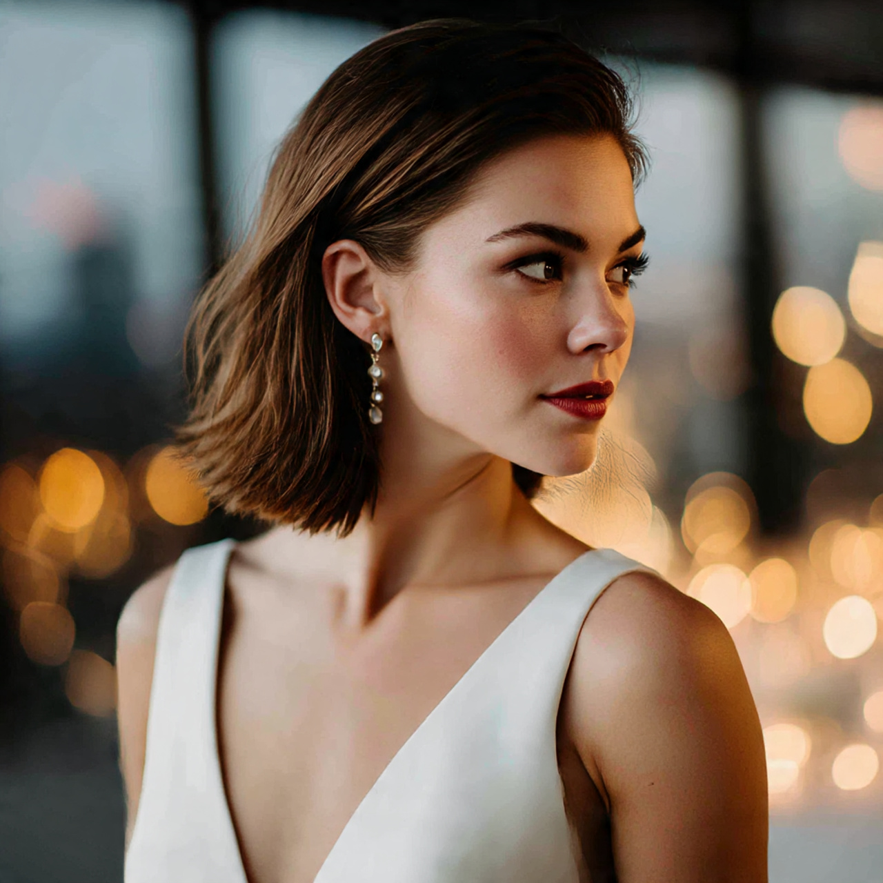 a bride with a polished wolf cut