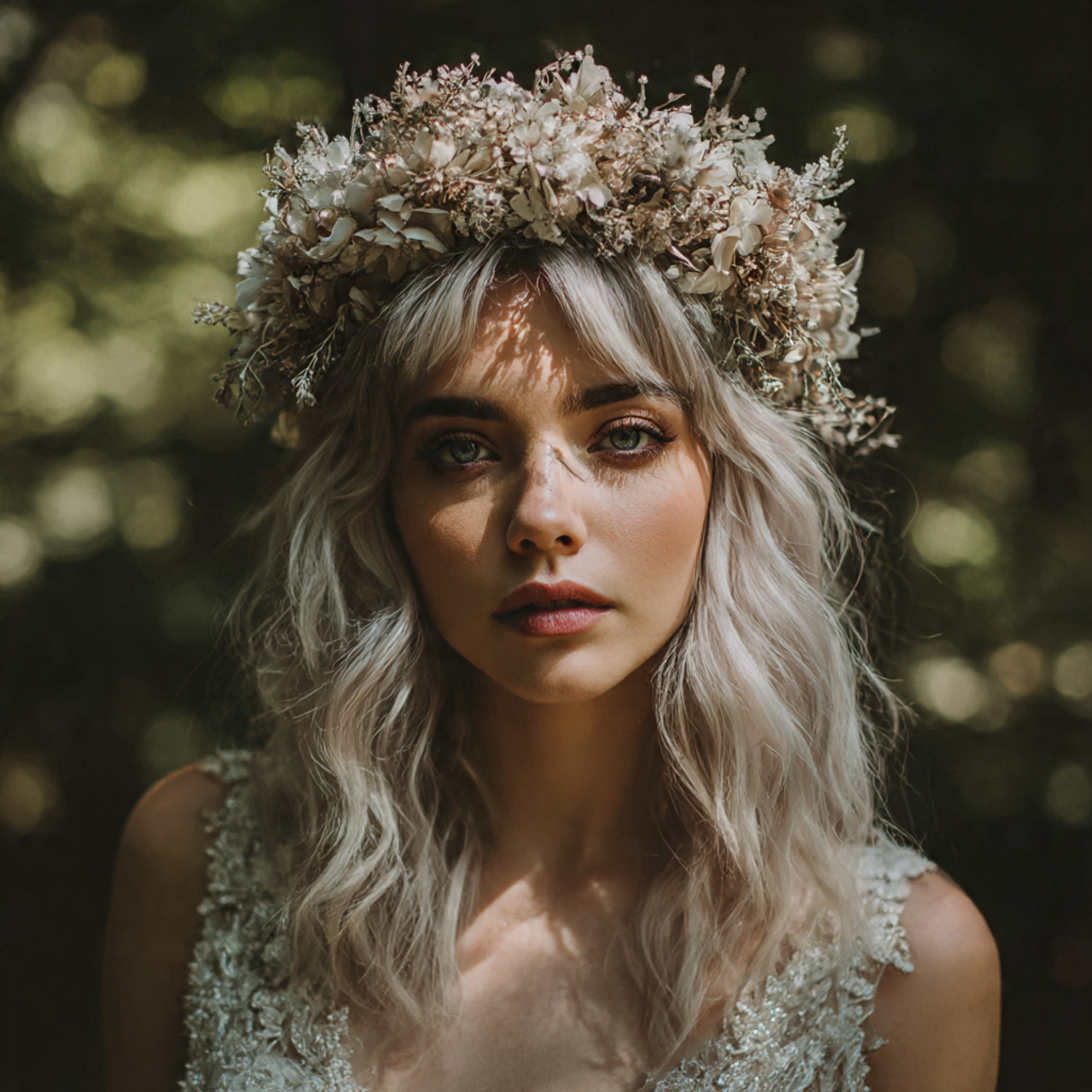 a bride with a voluminous wolf cut