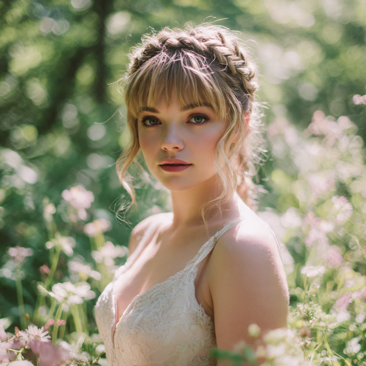 a bride with wolf cut wedding hair