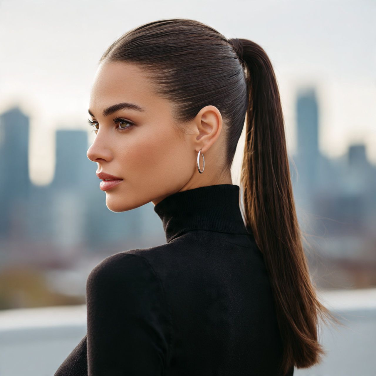 Hairstyles for Brunettes: Top 28 Luxurious Looks 12 a brunette woman with a sleek high gloss