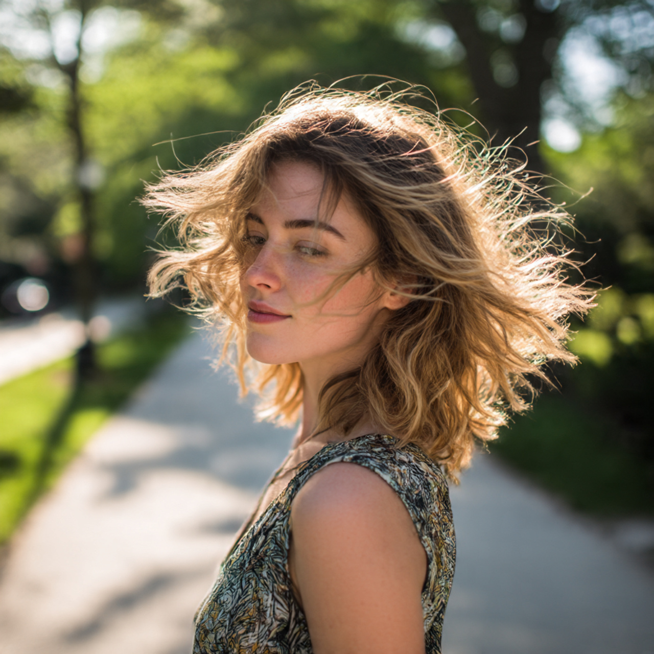 a candid outdoor portrait of a woman