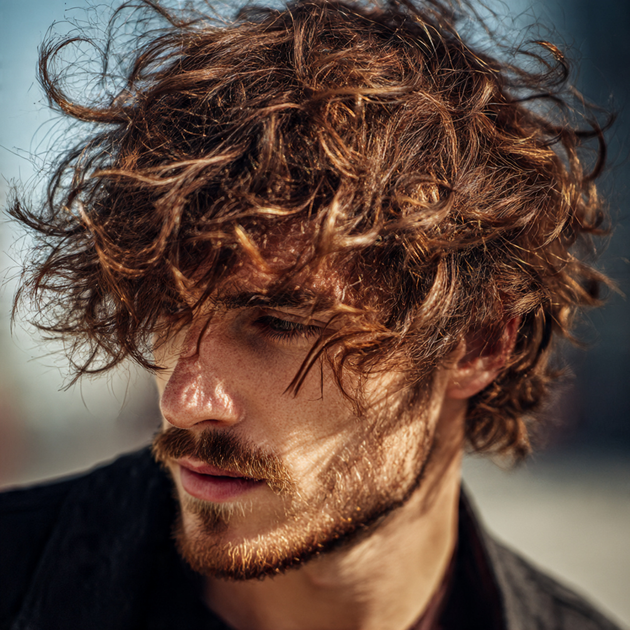 a carefree stylish man with a tousled