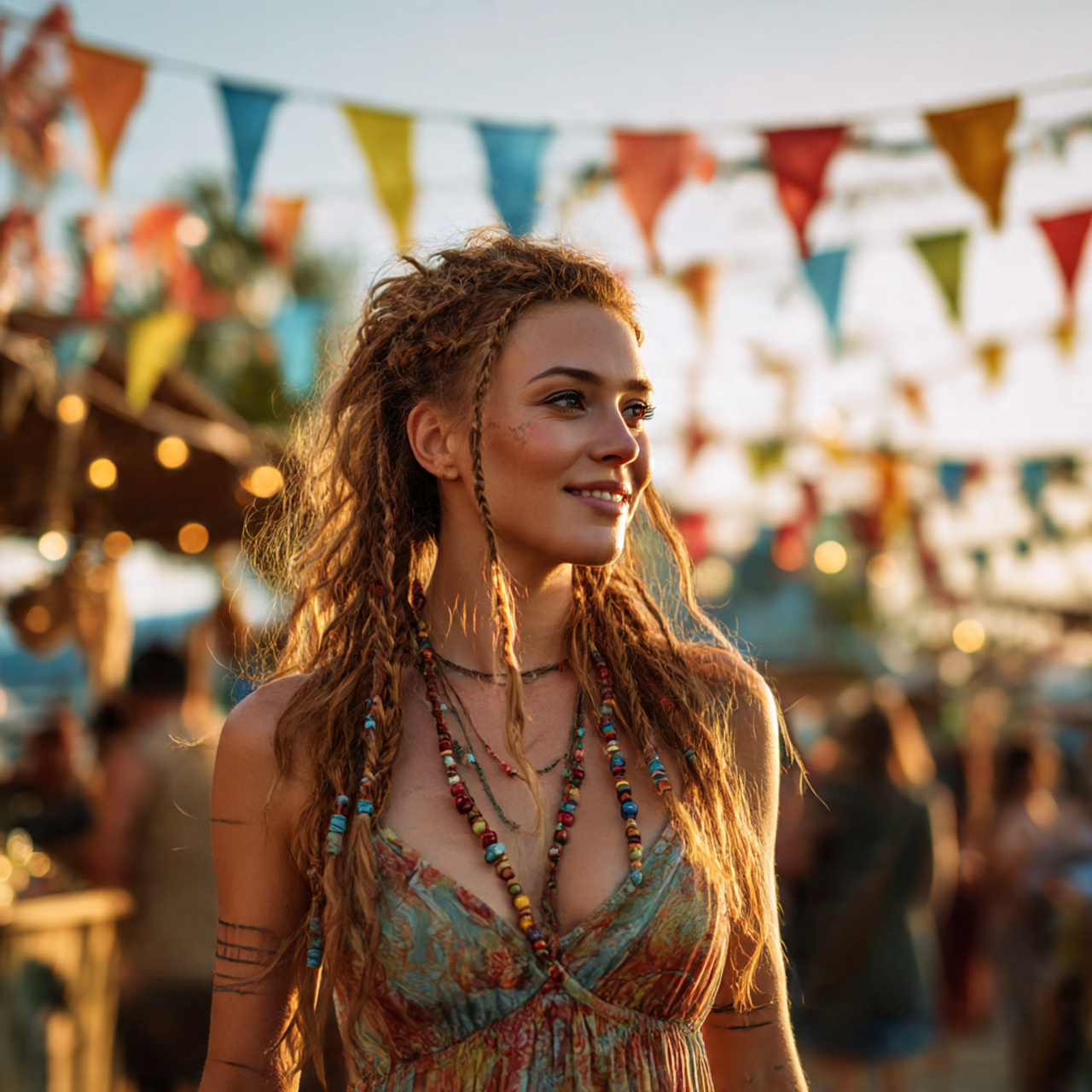 a carefree woman with loose asymmetrical braids