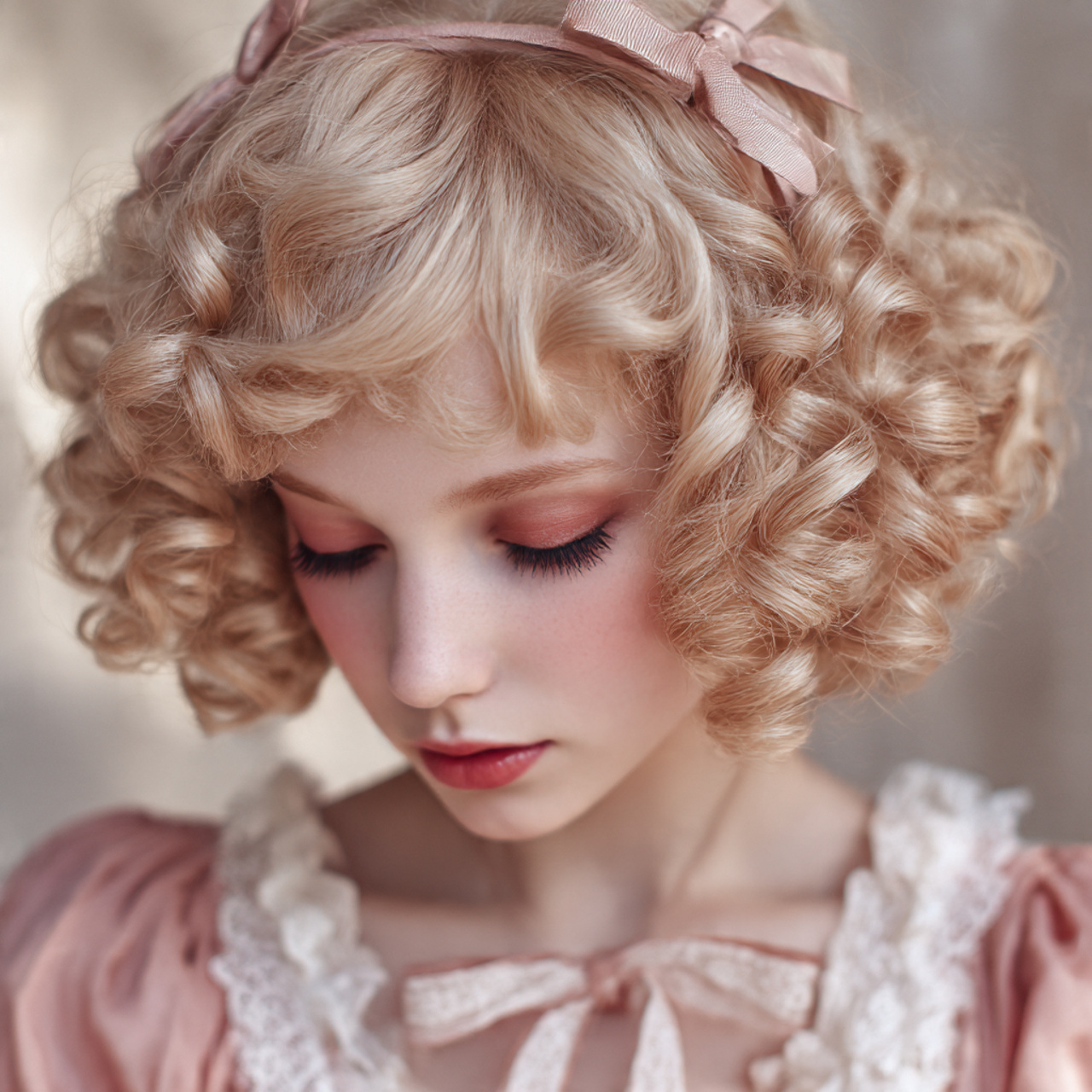 a charming porcelain doll inspired halloween hair idea