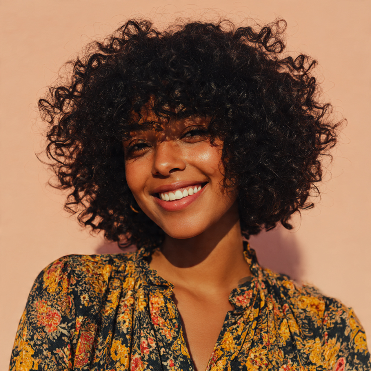 25 Stunning Bob Hairstyles for Black Women: Short, Curly & Sleek Cuts 22 a cheerful black woman with a voluminous