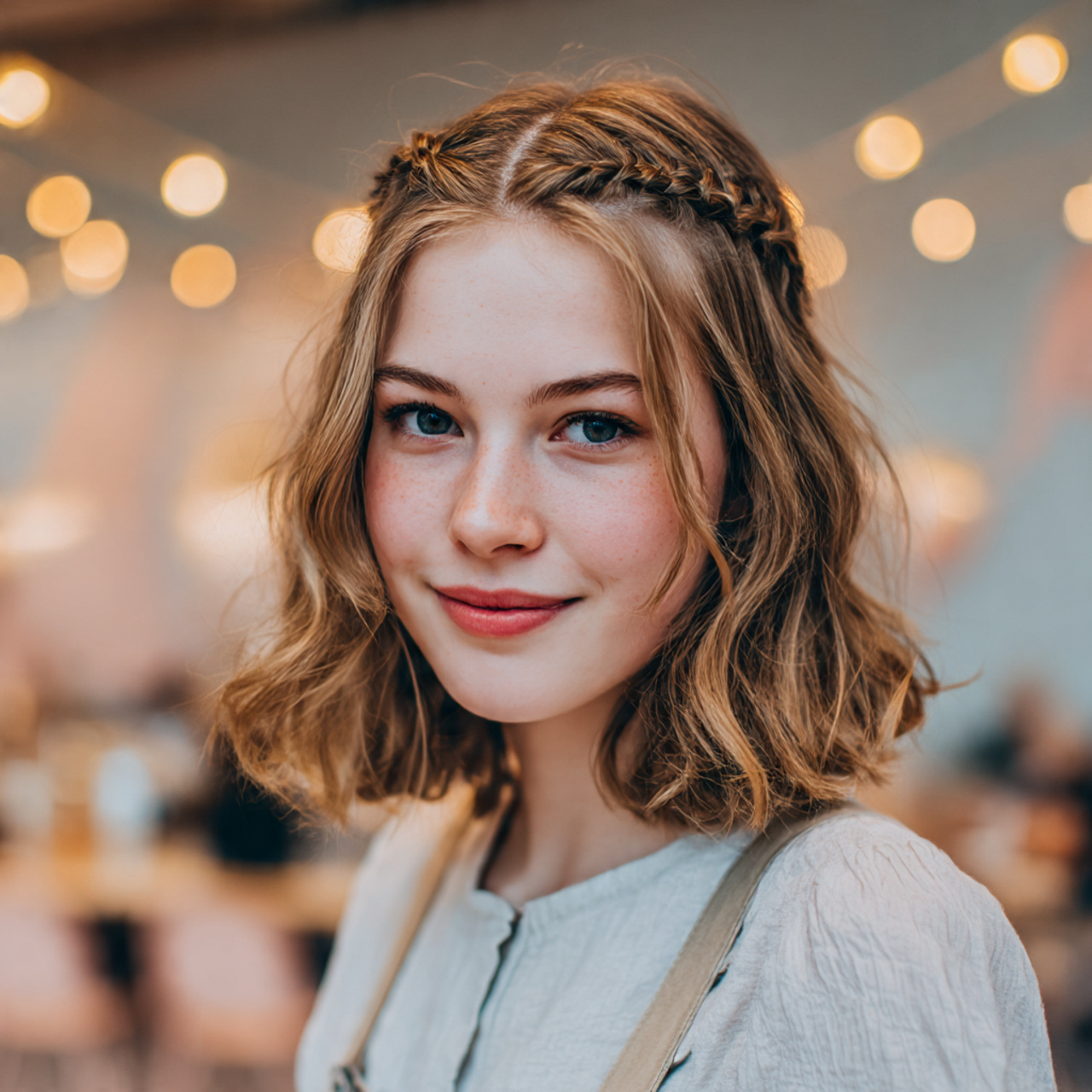 a cheerful teen girl with a fresh