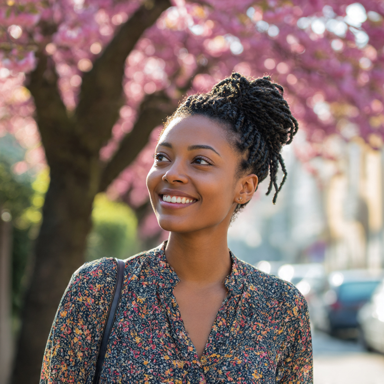 27 Stunning Micro Braid Hairstyles You Need Now! 8 a cheerful woman with chic short micro