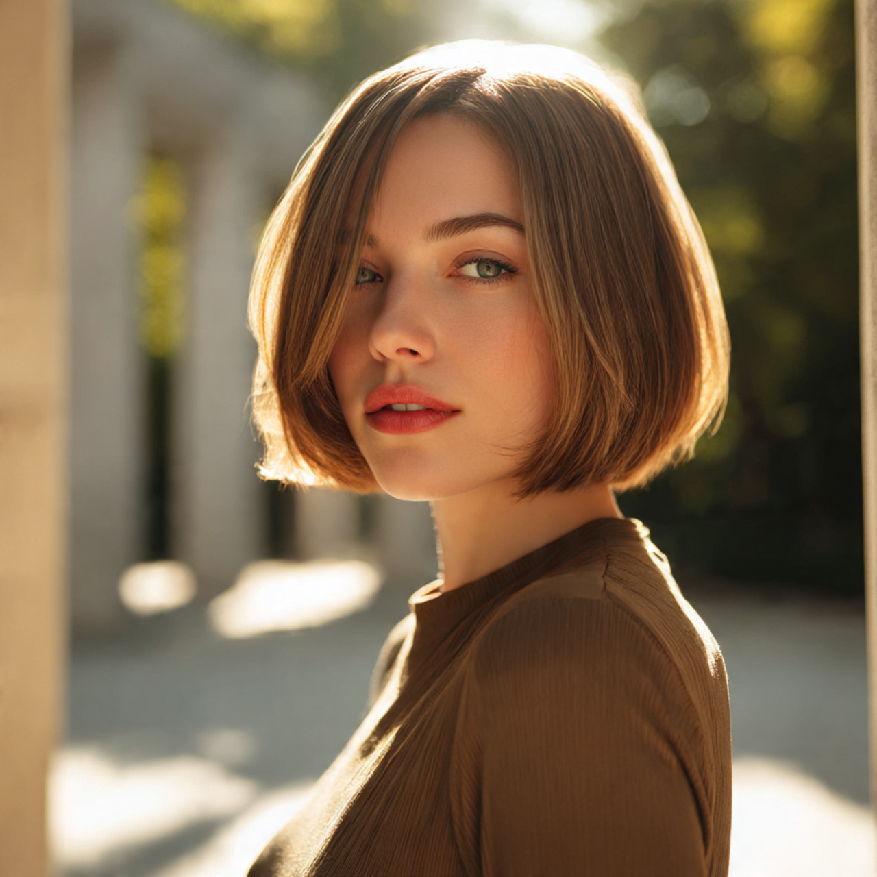 a chic lady with ash brown hair