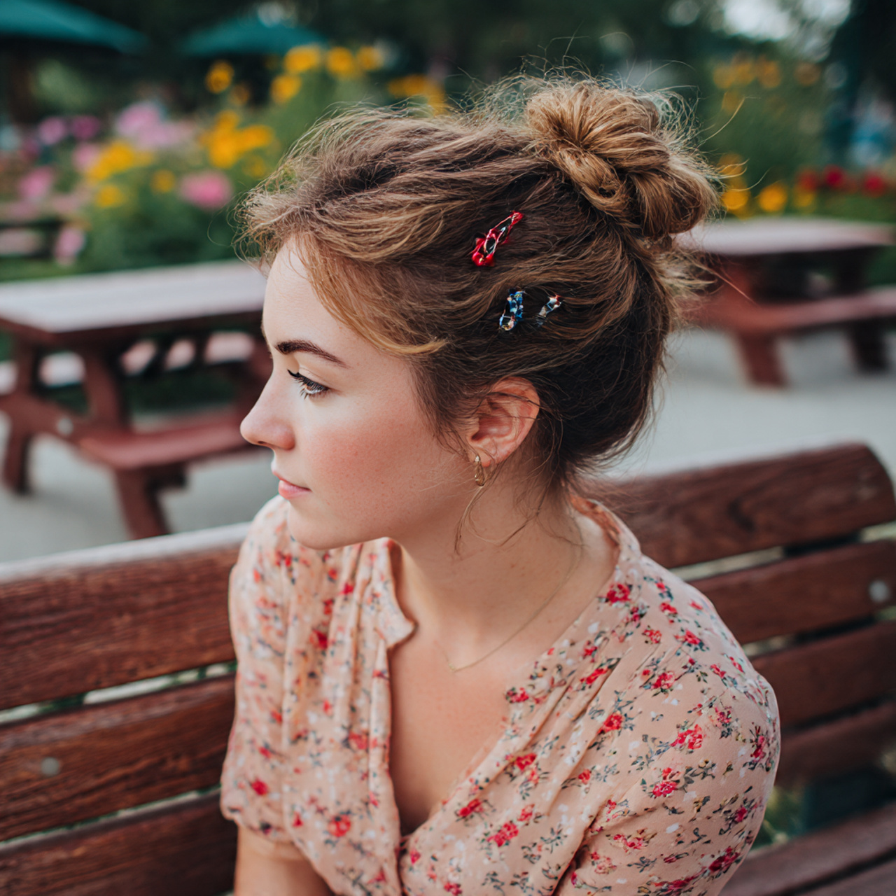 a chic woman with a low messy