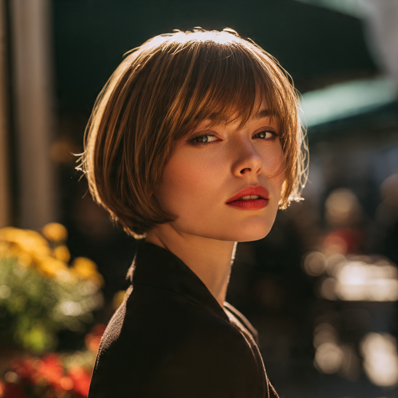 a chic woman with a sleek short