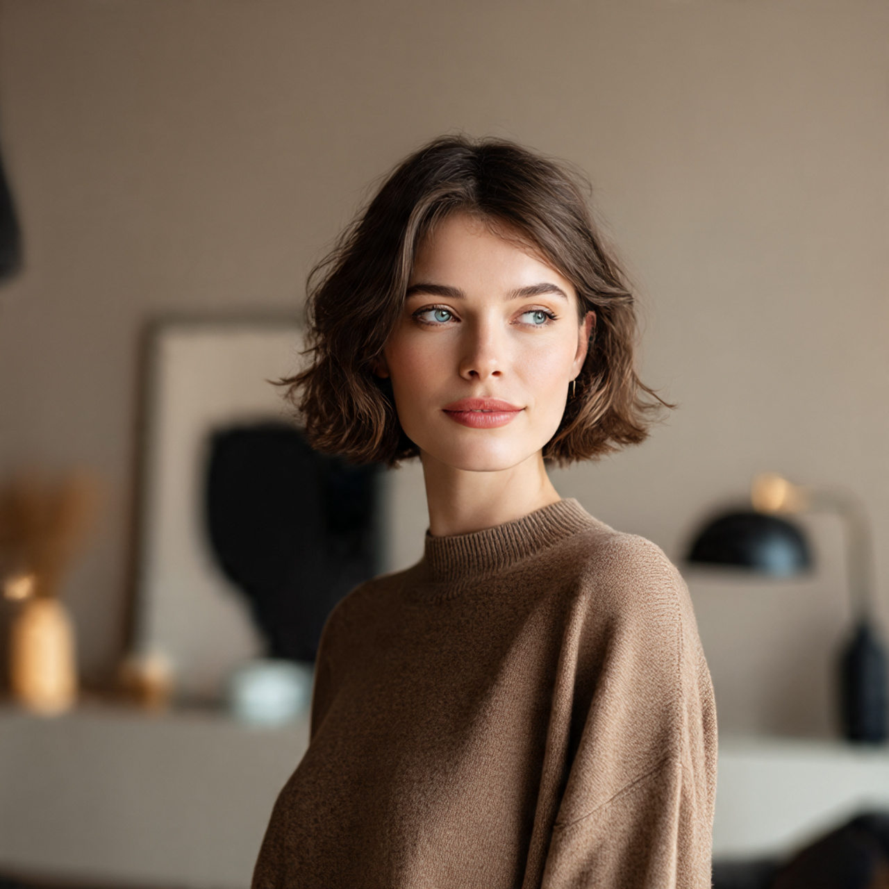 a chic woman with an oval shaped face