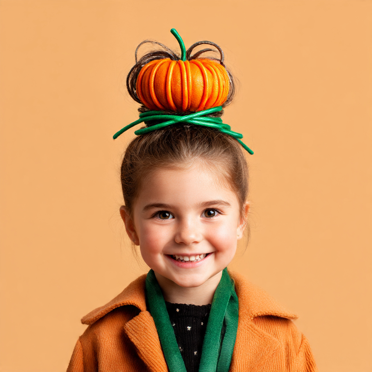 a child with a high bun shaped