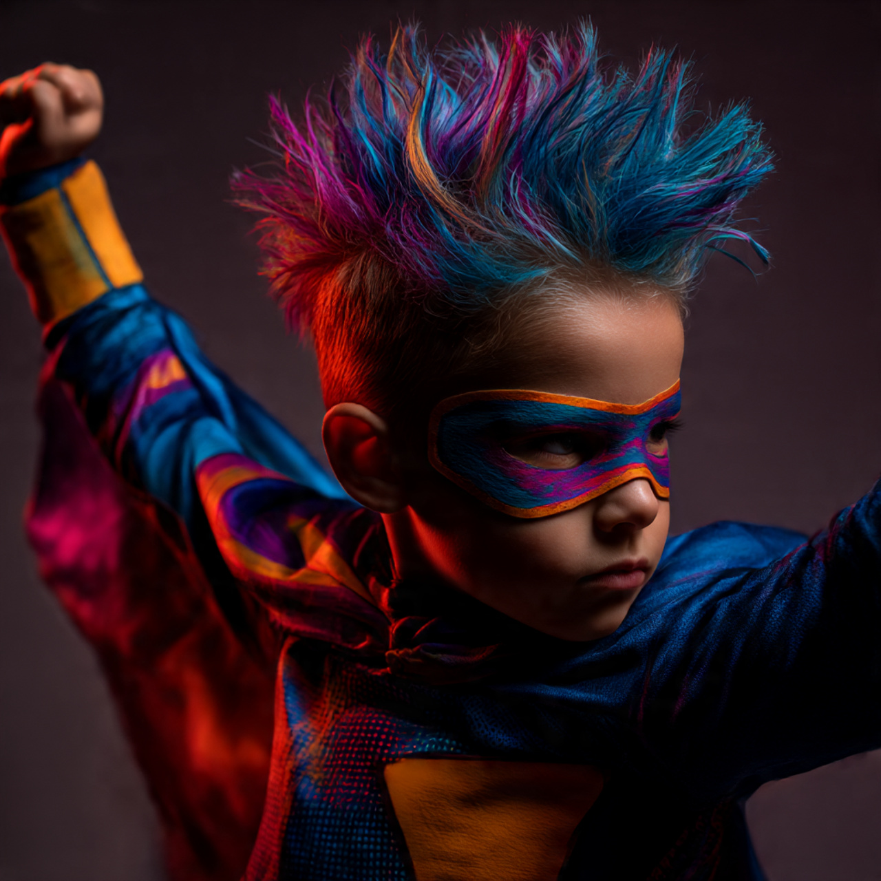 a child with gravity defying spiky hair using
