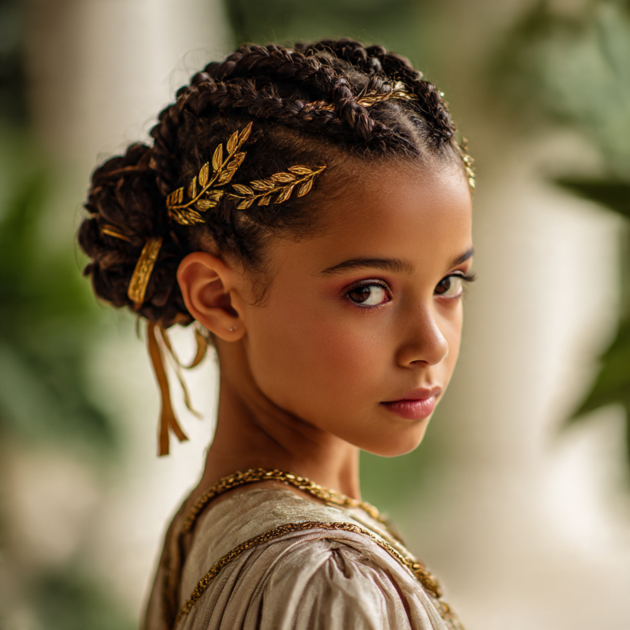 a child with intricate braids framing the