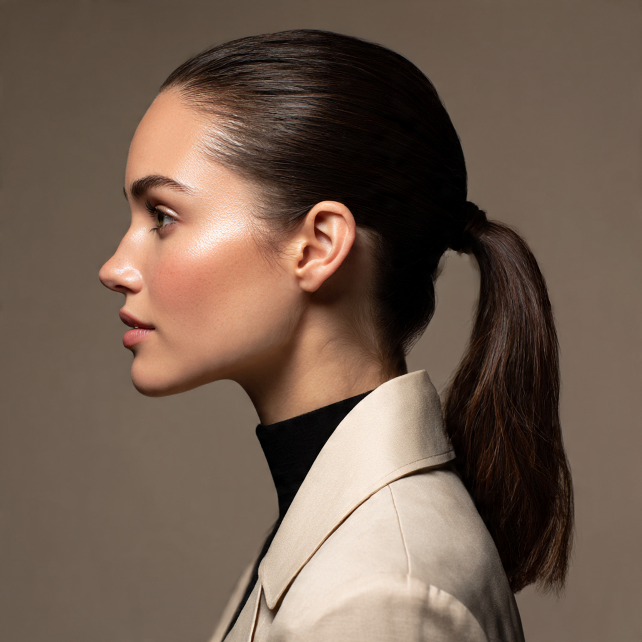 a clean studio beauty portrait of a