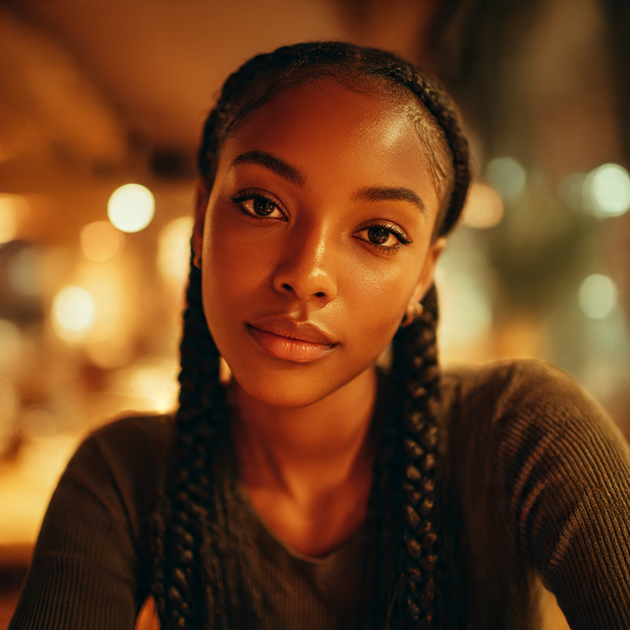 a close up natural portrait of a young