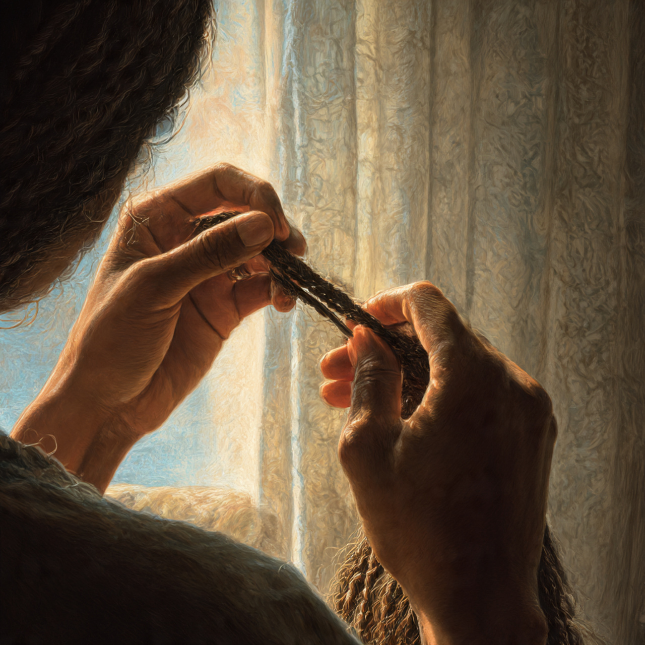 27 Stunning Micro Braid Hairstyles You Need Now! 24 a close up of a woman s hands carefully