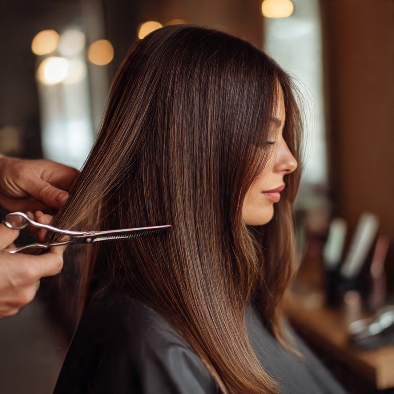 a close up portrait of a woman getting