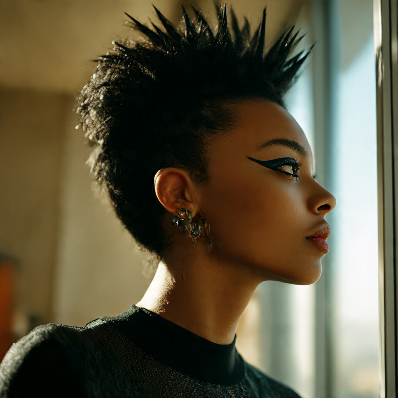 a close up realistic shot of a confident