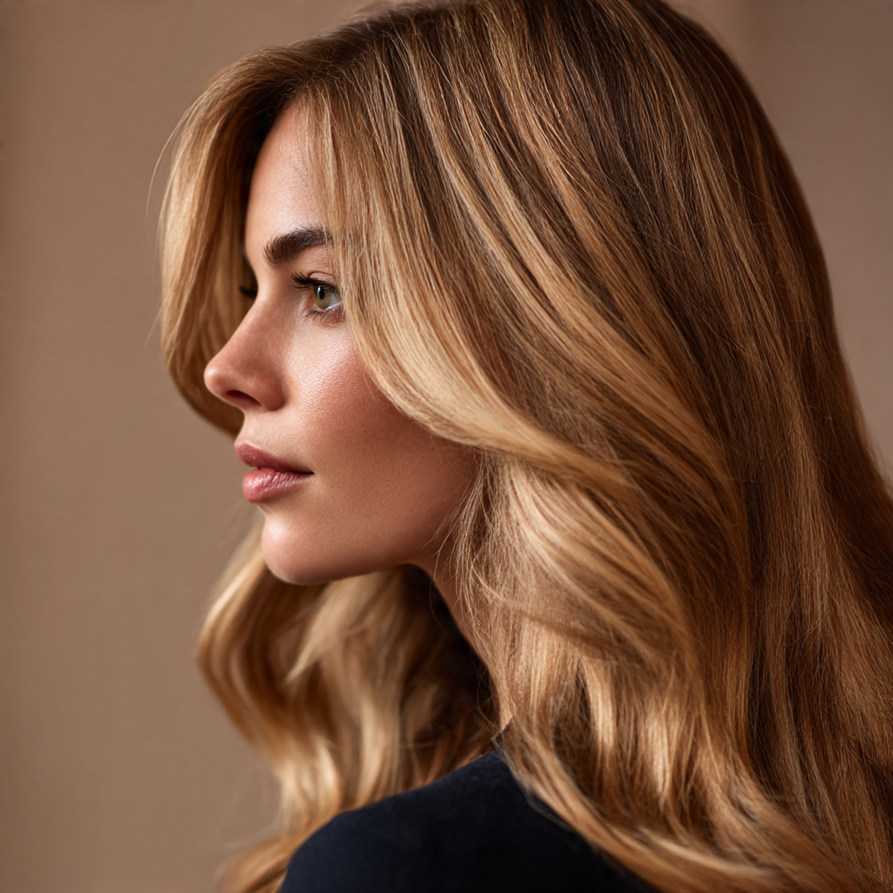 a close up side view of a woman