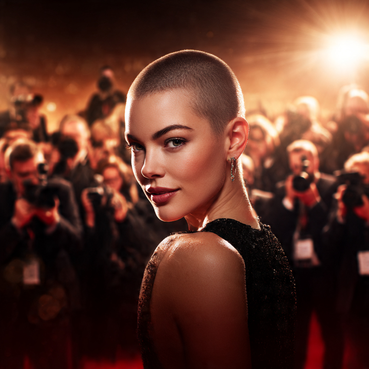 a confident female celebrity with a sleek