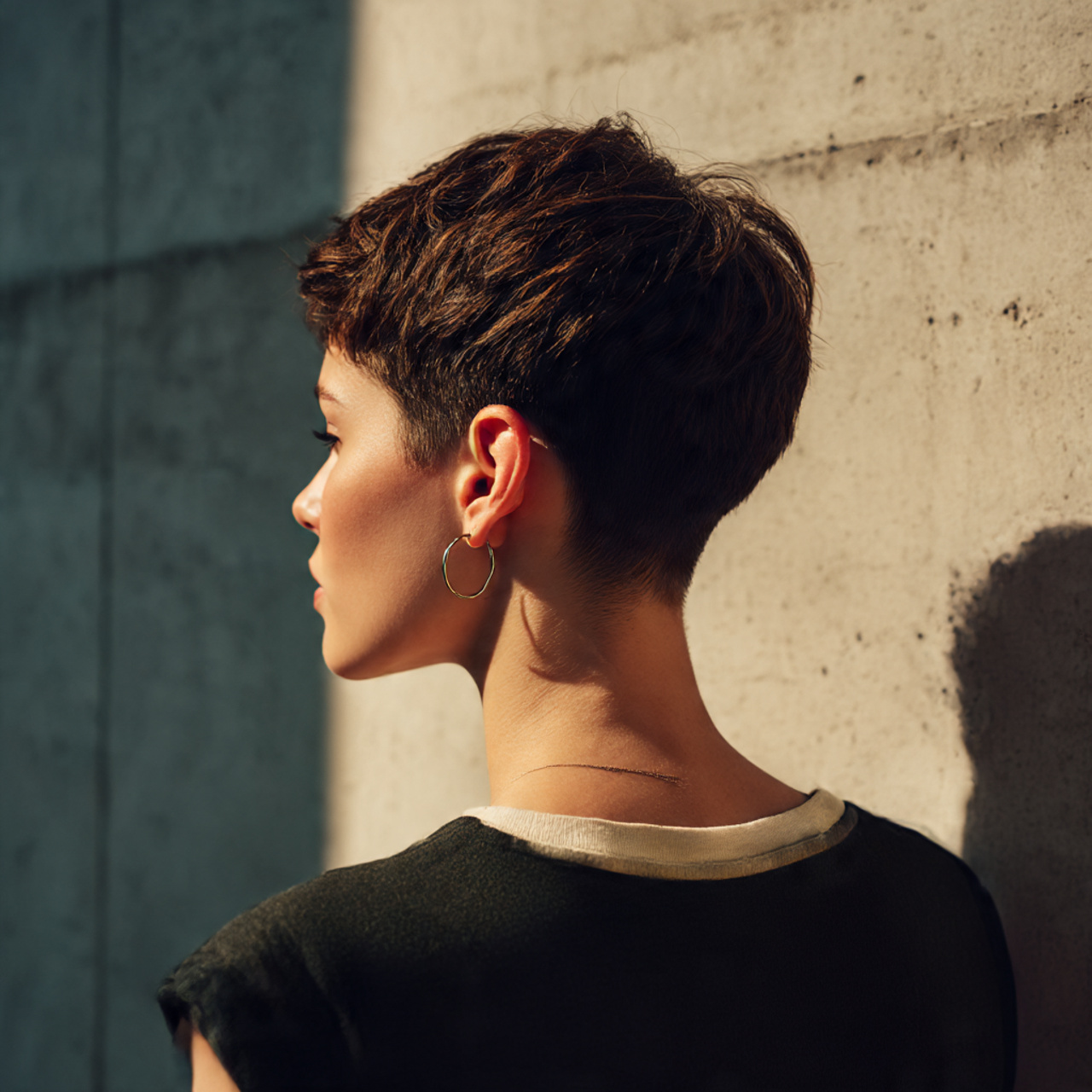 a confident person with edgy short haircuts