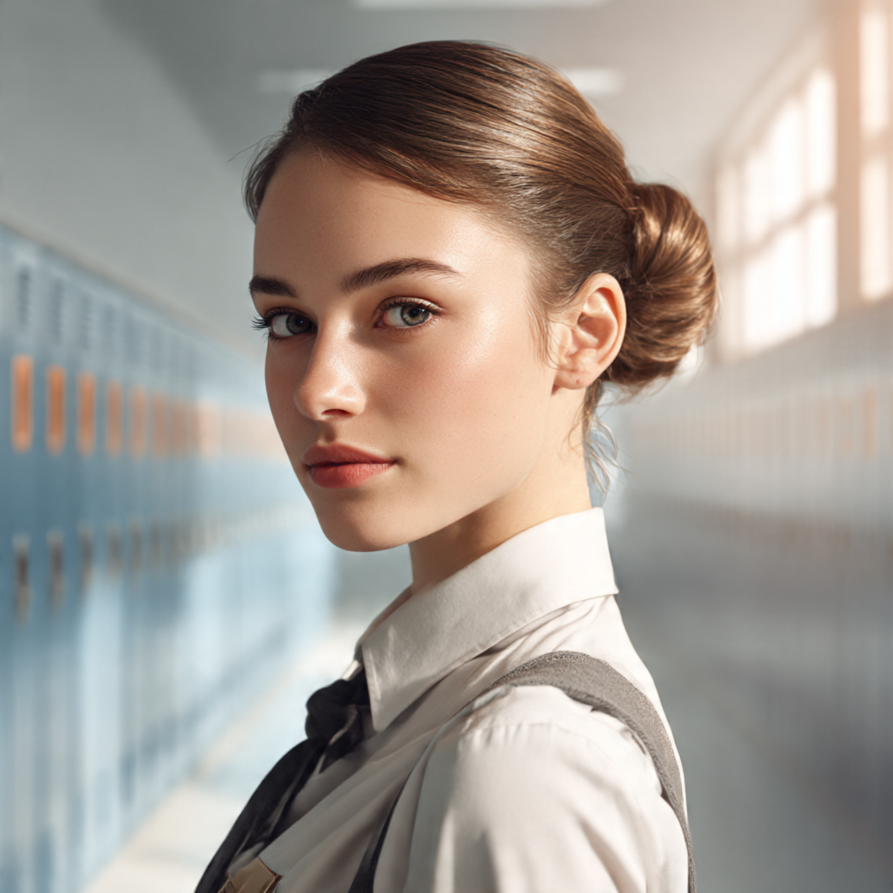 a confident student girl with a smooth 1