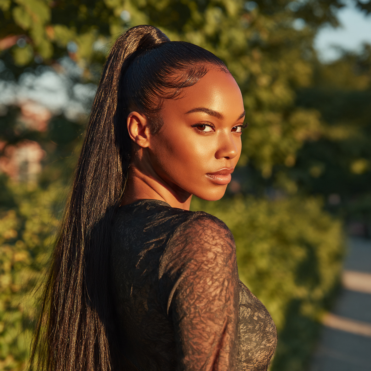 a confident woman with a sleek high